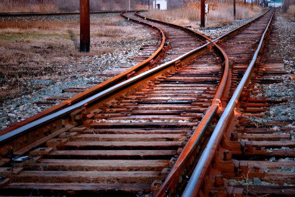 Steel railway tracks