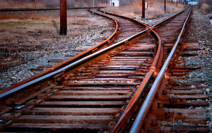 Steel railway tracks