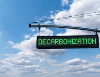 a sign with decarbonization written on it