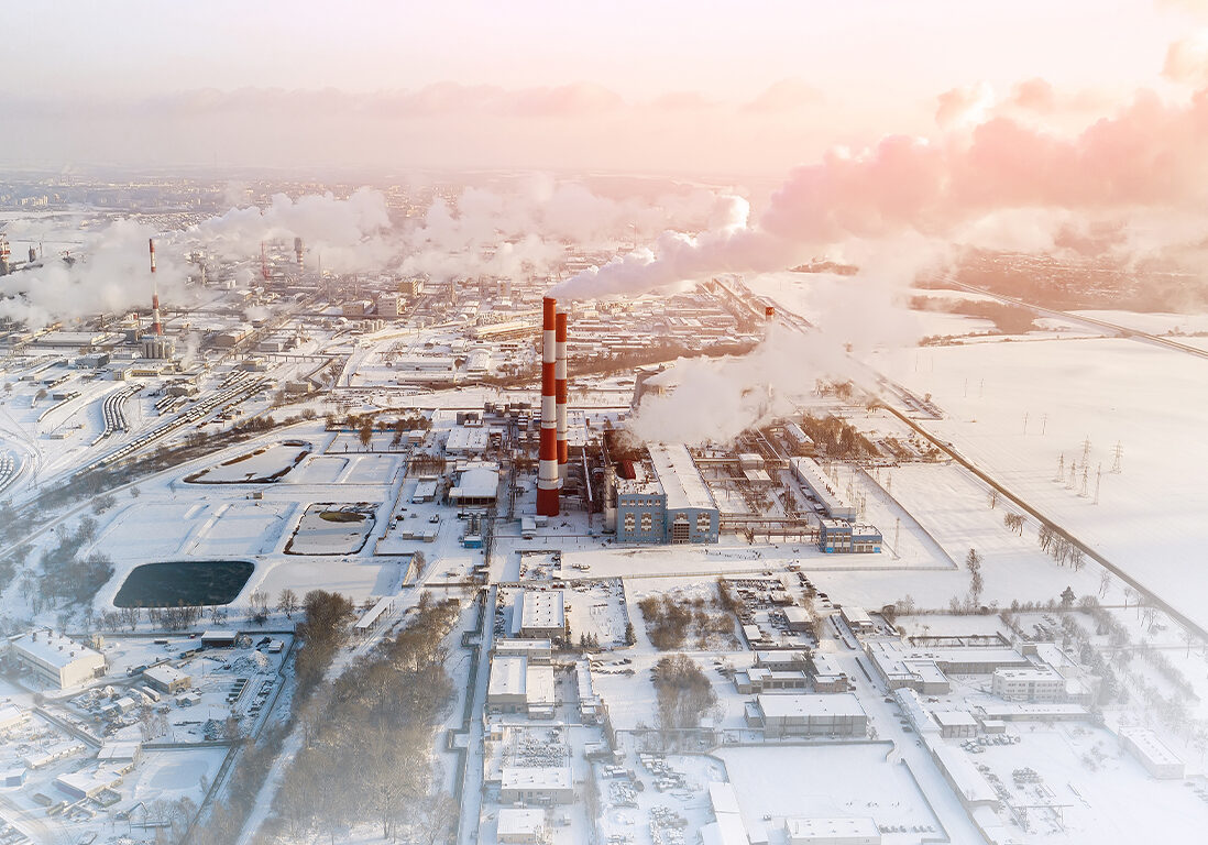 Snowy Pipe Yard Industry